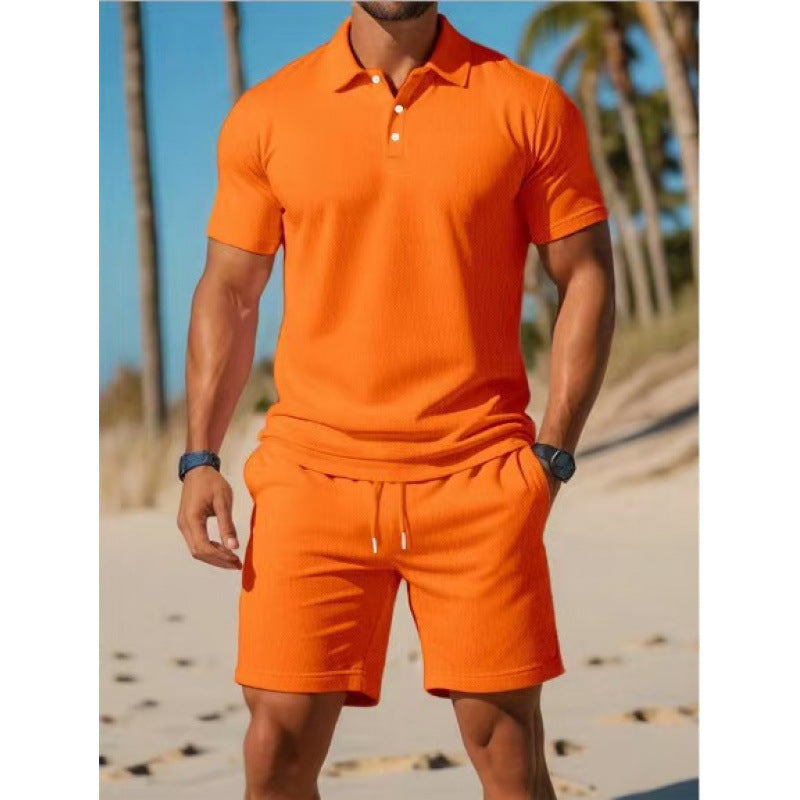 Ensemble homme été décontracté – Polo manches courtes et short slim fit
