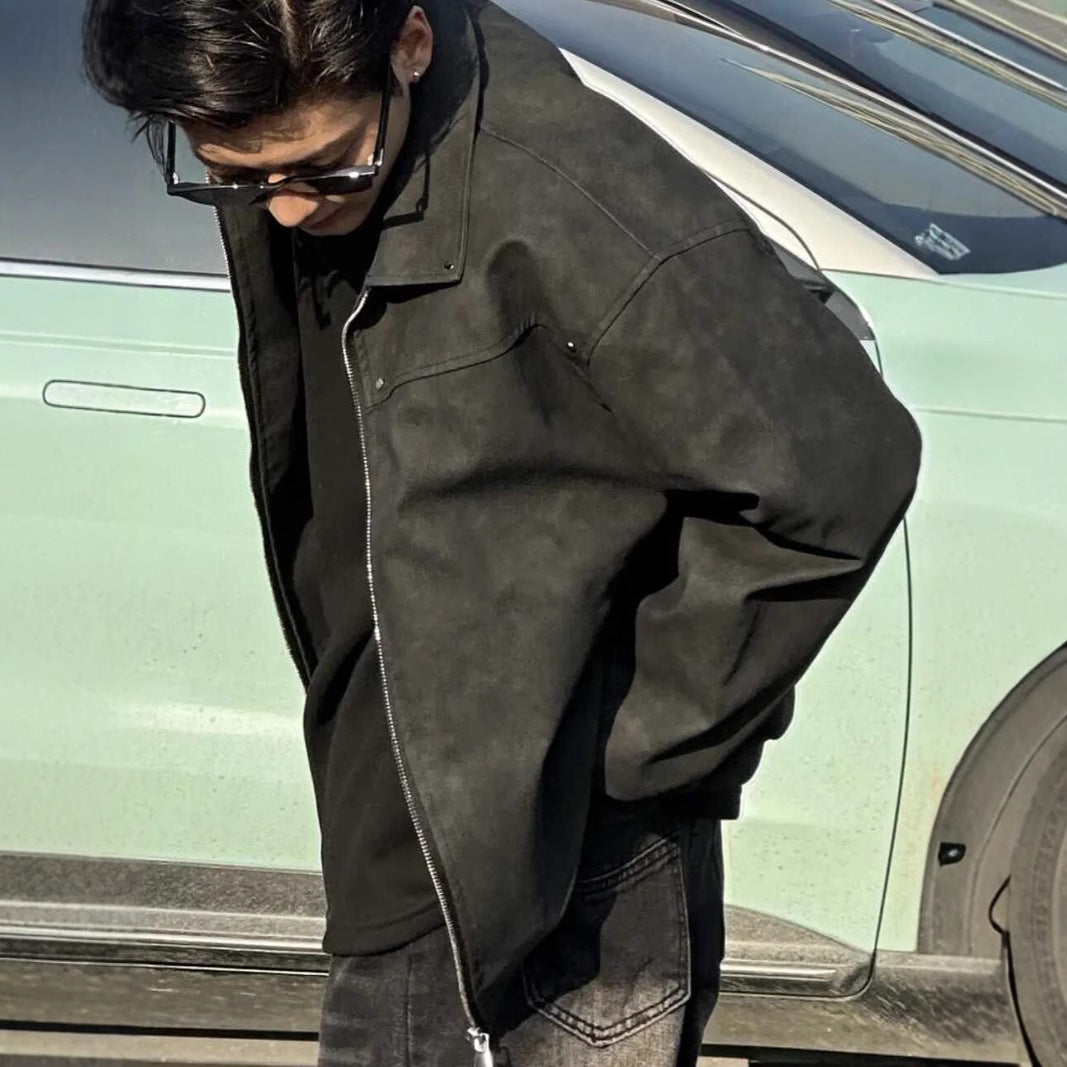 Veste homme décontractée en suédine – Coupe ample et style casual