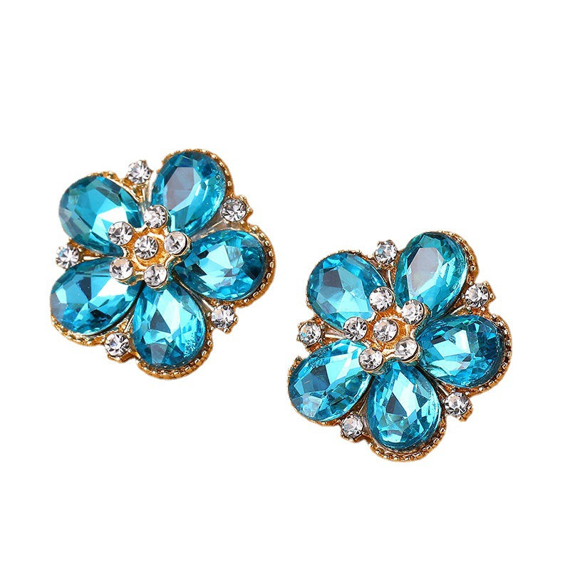 Boucles d’oreilles camélia cristallisé – multicolore