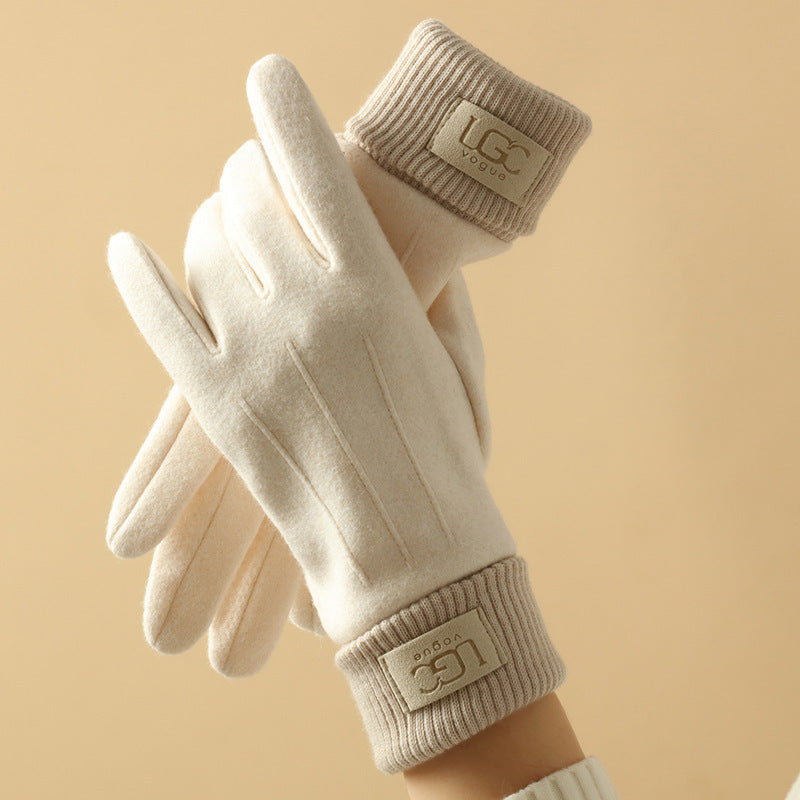 Gants en cachemire synthétique pour femme – doublés polaire, tactiles et coupe-vent