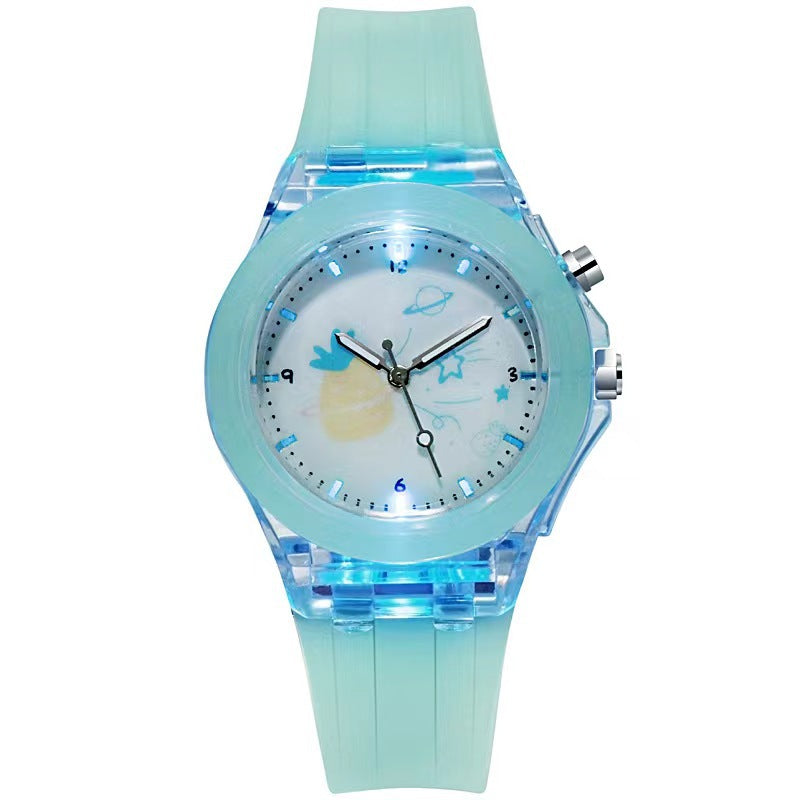 Montre Enfant Silicone Motif Fruit Lumineux – Bracelet Coloré & Quartz