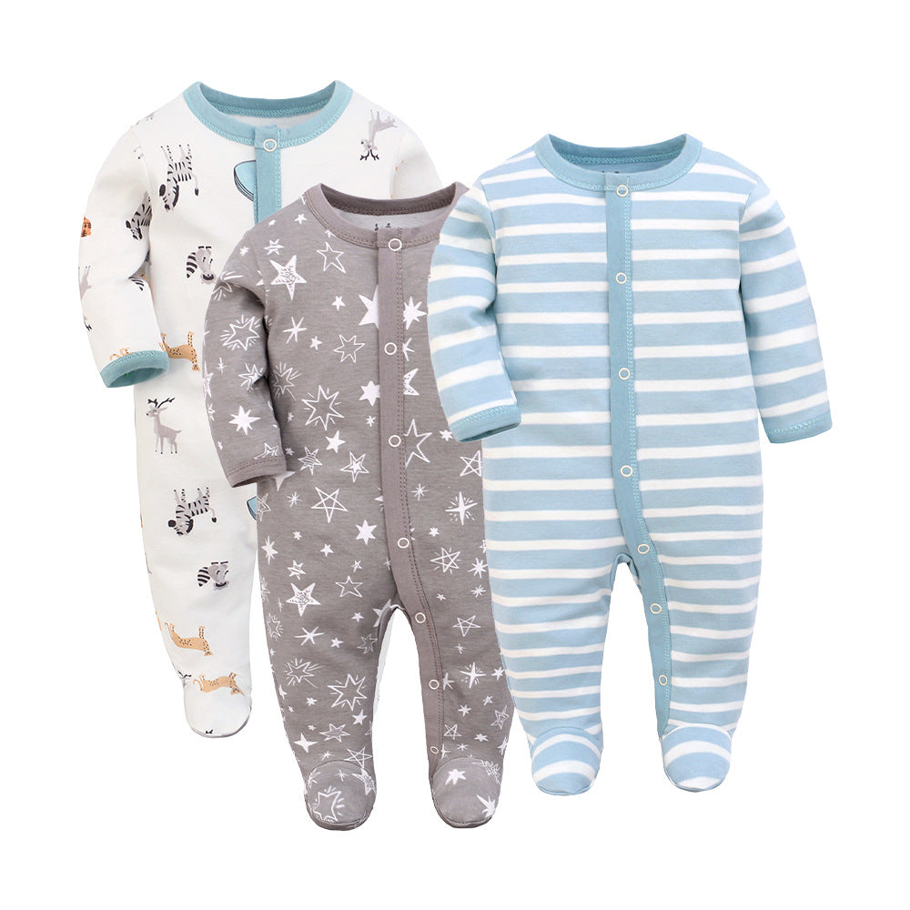 Lot de 3 grenouillères à manches longues pour bébé – Tenue confortable et pratique
