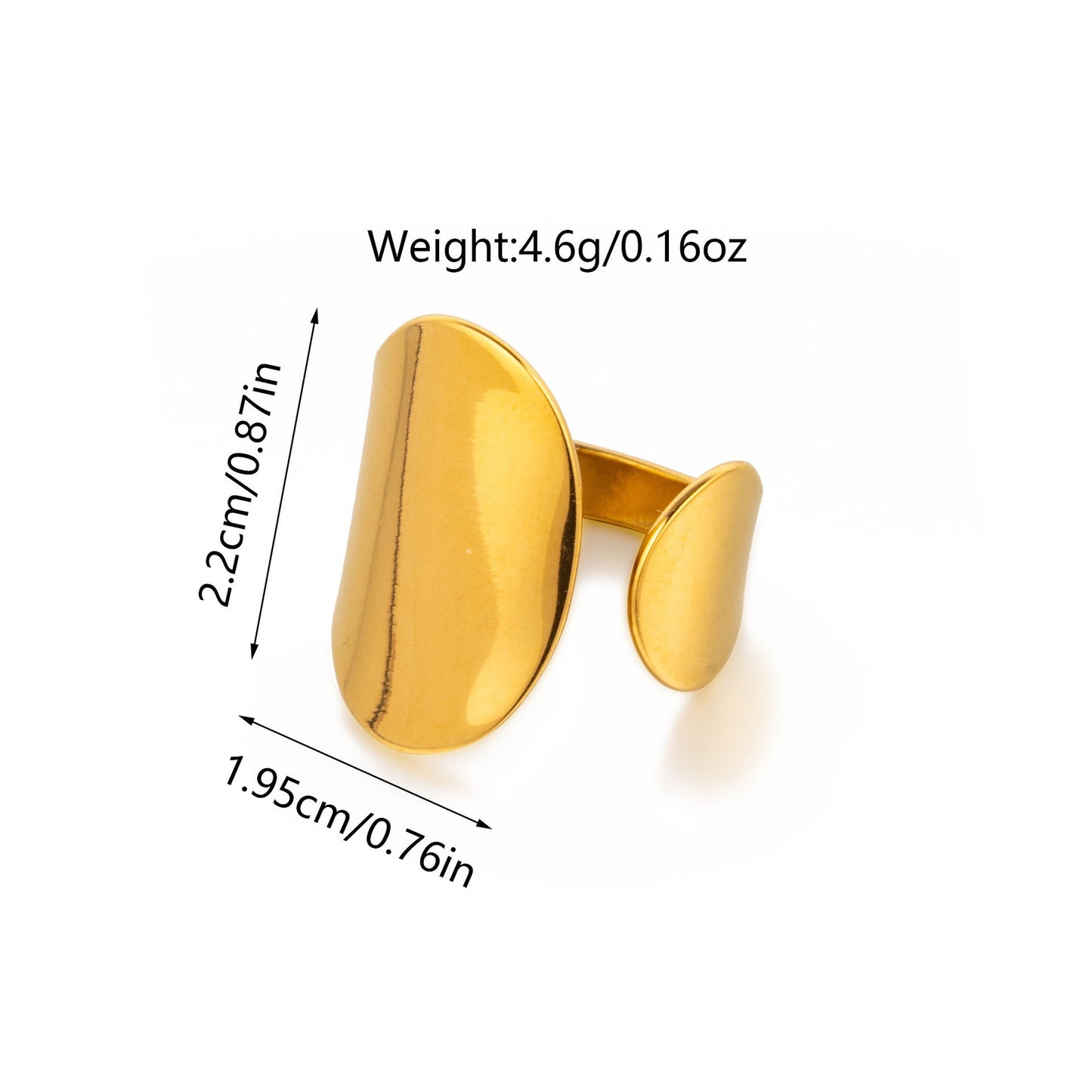 Bague large concave minimaliste – finition lisse et personnalisable