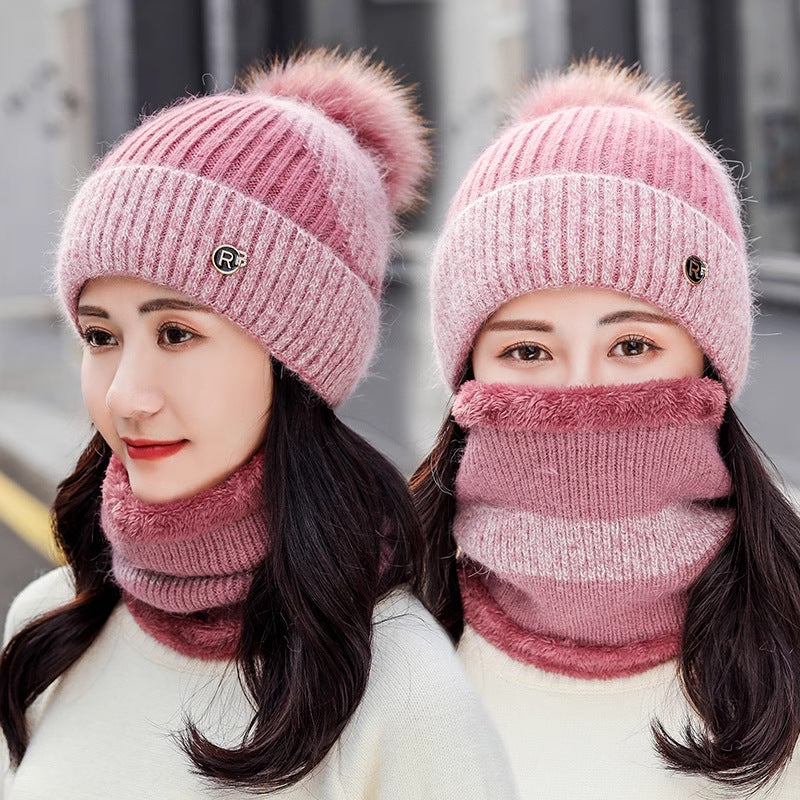 Ensemble bonnet & écharpe matelassés hiver – coupe-vent féminin