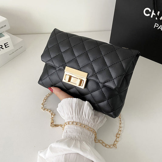 Sac carré femme à motif losanges brodés, twist-lock