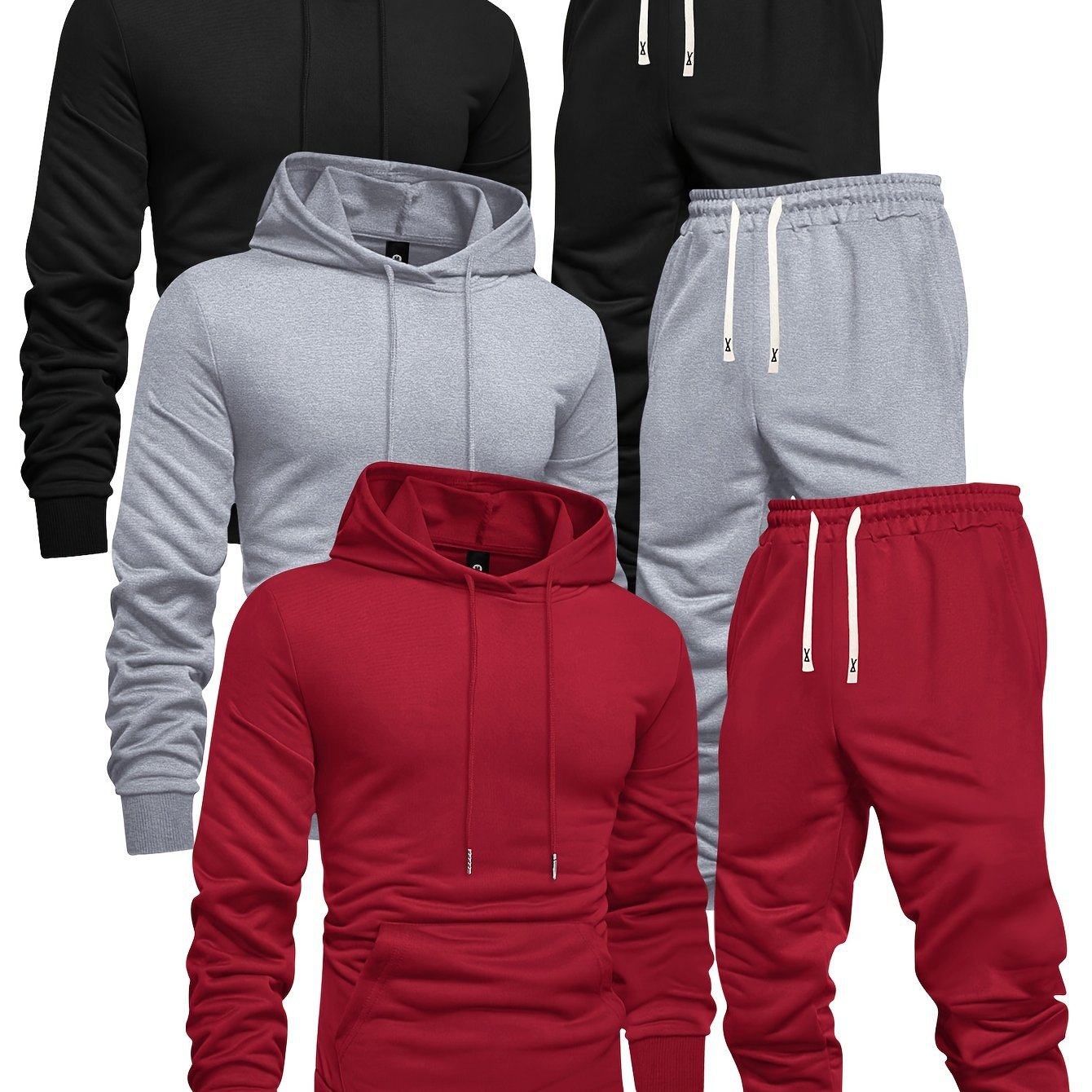 Ensemble homme 3 pièces – Sweat à capuche, blouse et pantalon décontractés
