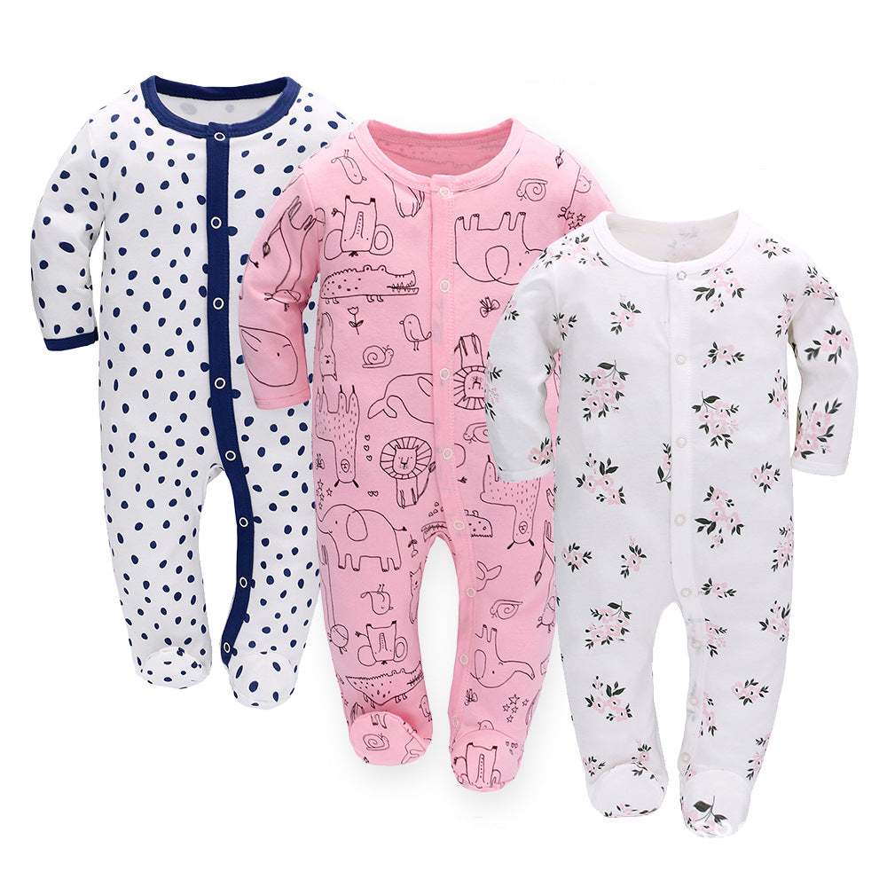 Lot de 3 grenouillères à manches longues pour bébé – Tenue confortable et pratique