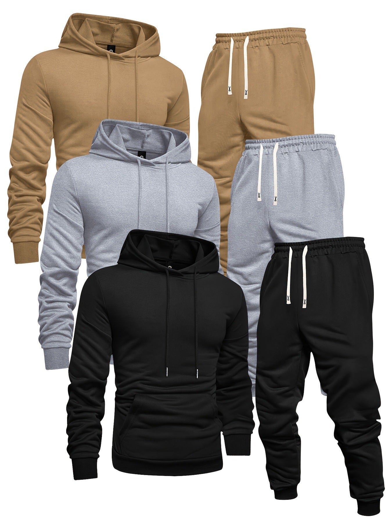 Ensemble homme 3 pièces – Sweat à capuche, blouse et pantalon décontractés