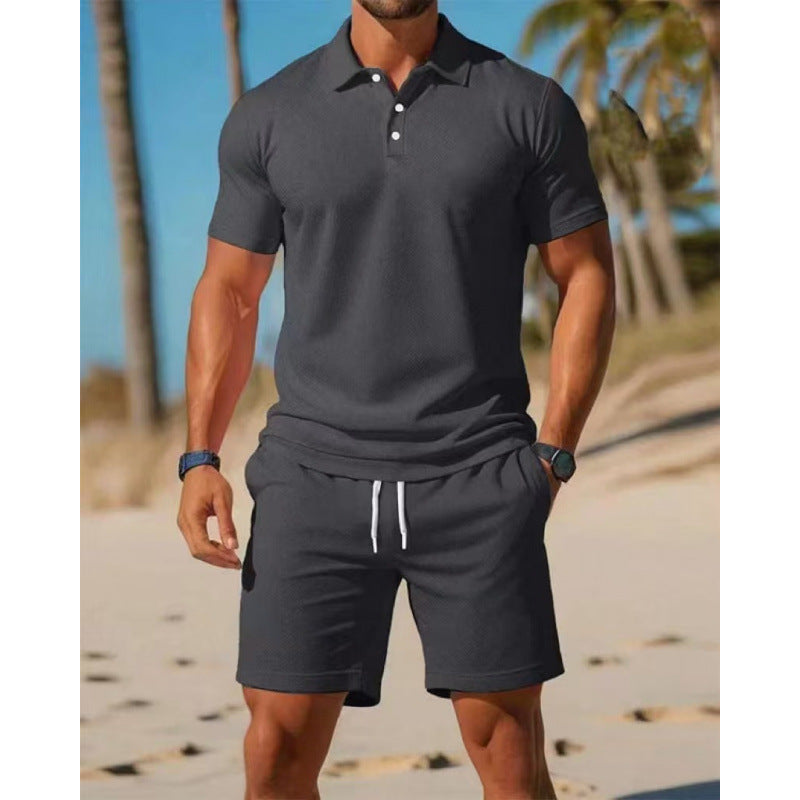Ensemble homme été décontracté – Polo manches courtes et short slim fit