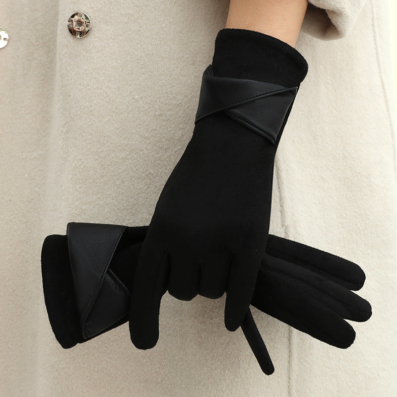Gants en polaire avec nœud pour femme – chauds et tactiles