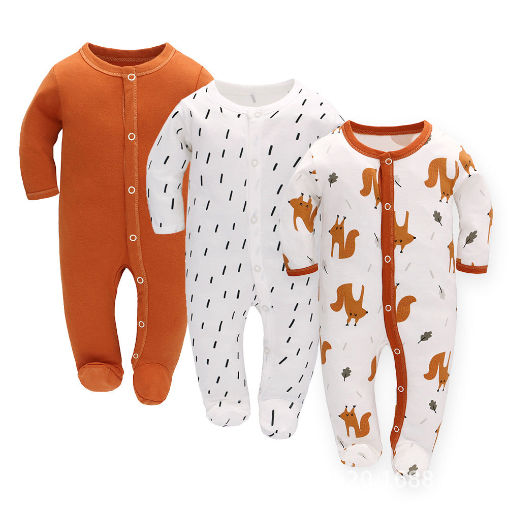 Lot de 3 grenouillères à manches longues pour bébé – Tenue confortable et pratique