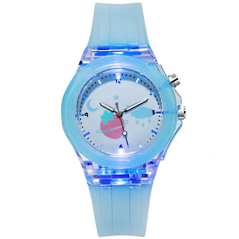 Montre Enfant Silicone Motif Fruit Lumineux – Bracelet Coloré & Quartz