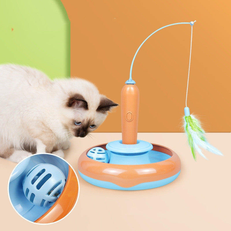 Jouet Chat Tour Automatique 2‑en‑1 avec Plume – Self‑Play Interactive
