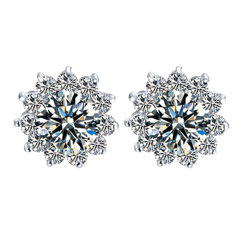 Boucles d’oreilles flocon zircons – stud élégant