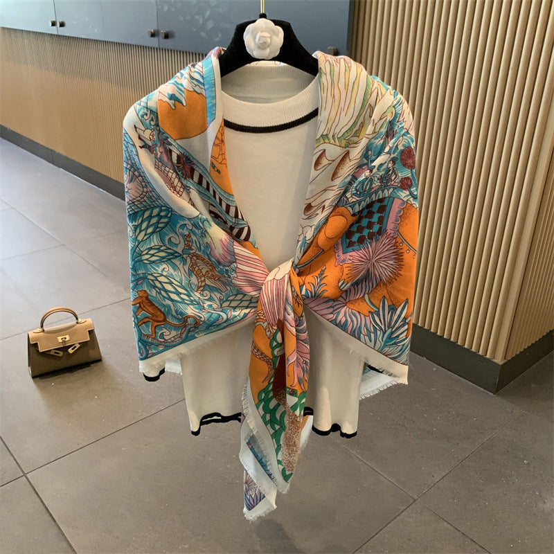 Grand foulard léger anti-UV – soie synthétique