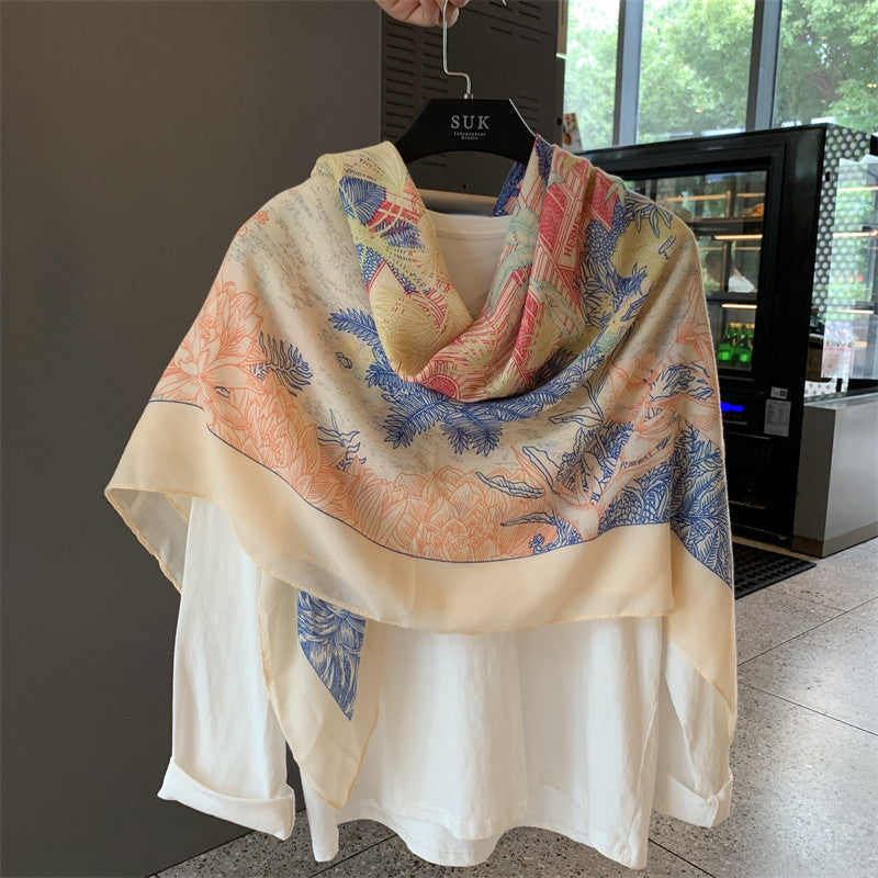 Grand foulard léger anti-UV – soie synthétique