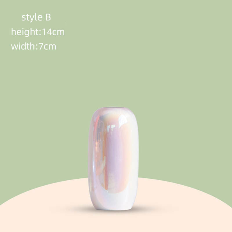 Vase en céramique moderne avec paillettes nacrées colorées – Style simple et tendance