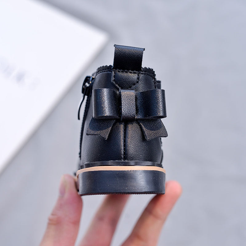 Bottines Martin pour fille avec nœud papillon – Style tube bas