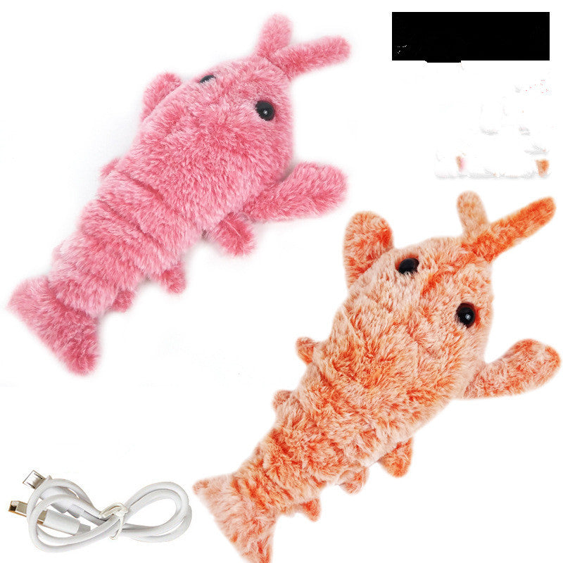 Jouet Chat Électronique USB – Crevette ou Langouste Sautante en Peluche Interactif