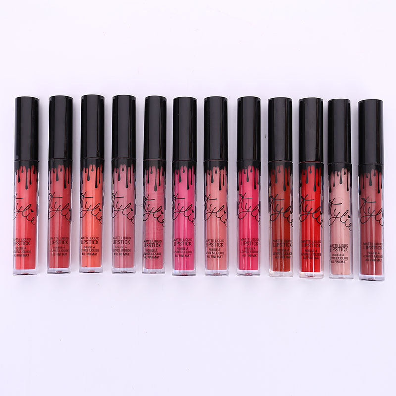 Set de 12 glosses à lèvres avec nœuds – Coffret de rouges à lèvres liquides pailletés
