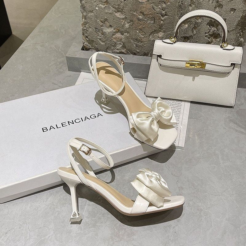 Sandales à talon stiletto avec boucle et nœud pour femme – Élégance assurée