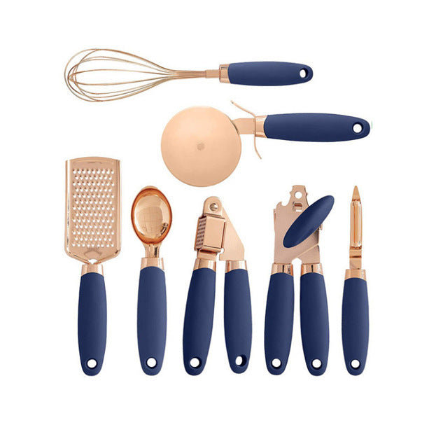 Set ustensiles de cuisine cuivrés 7 pièces – Support et outils indispensables