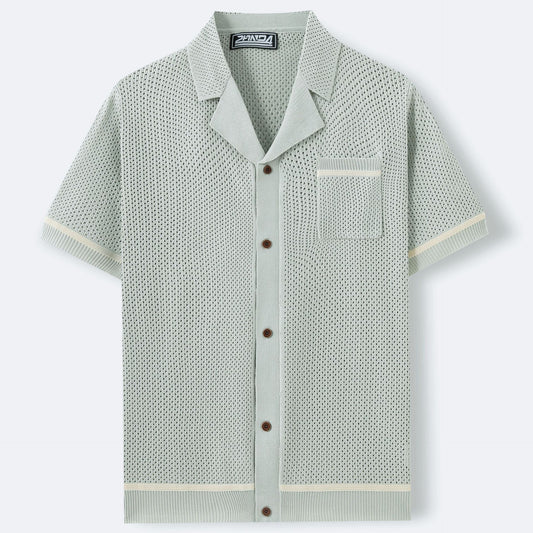 Polo Homme Maille Tricotée – Col Cubain, Léger et Élégant été