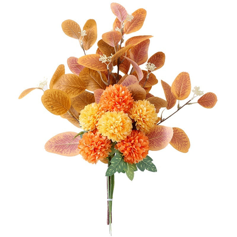 Bouquet Artificiel d'Eucalyptus et Chrysanthèmes – Élégance Naturelle Multicolore