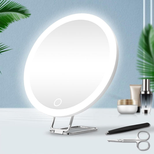 Miroir de maquillage rotatif avec LED – Rechargeable, support ajustable