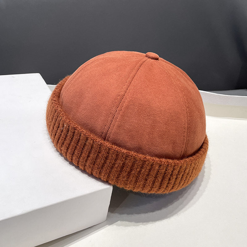 Béret en velours daim pour homme – Chapeau melon style rétro automne/hiver