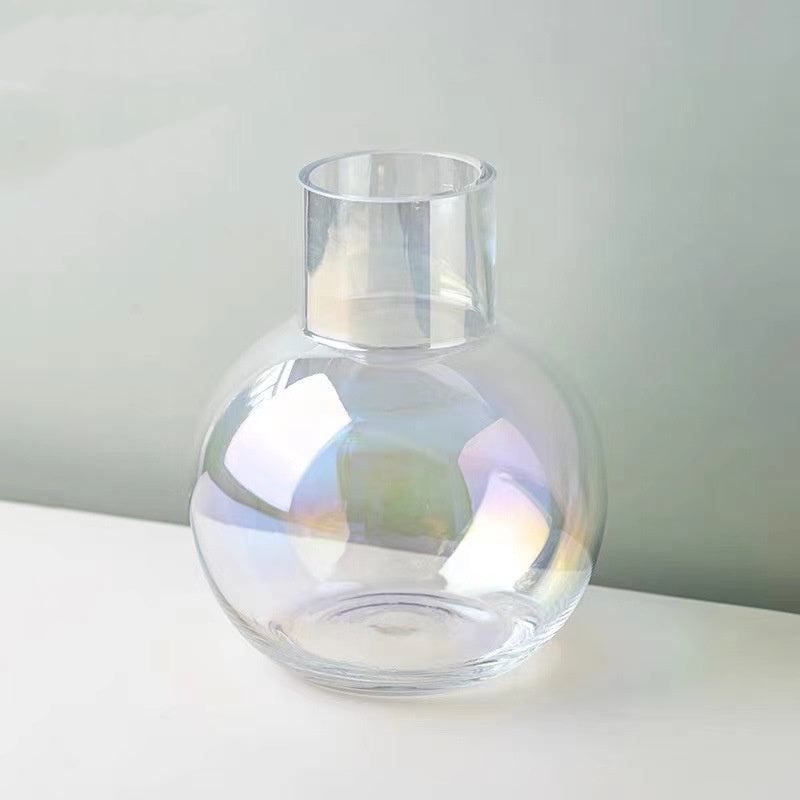 Vase en verre transparent créatif – Vase hydroponique pour fleurs fraîches ou séchées, décoration moderne pour salon ou bureau