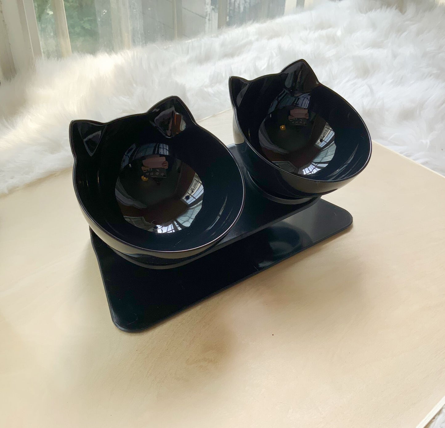 Bol Double pour Chat avec Support Élevé – Design Transparent, Antidérapant, Protection de la Colonne Cervicale