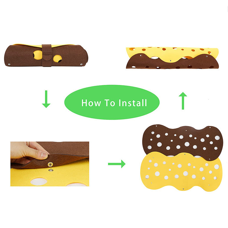 Tunnel de Jeu pour Chat en Feutre Modulable – Nid Déformable avec Pompons