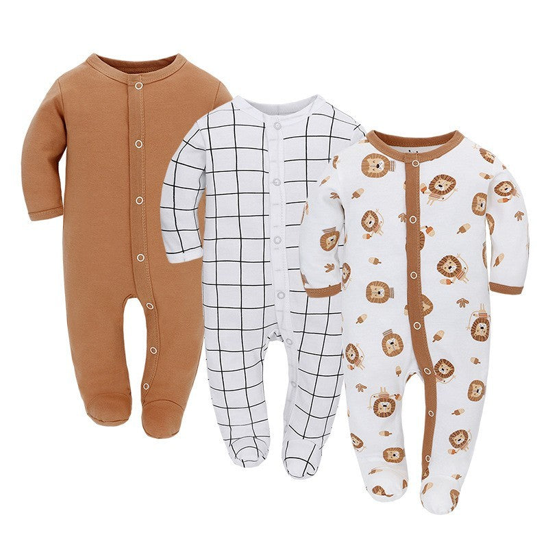 Lot de 3 grenouillères à manches longues pour bébé – Tenue confortable et pratique