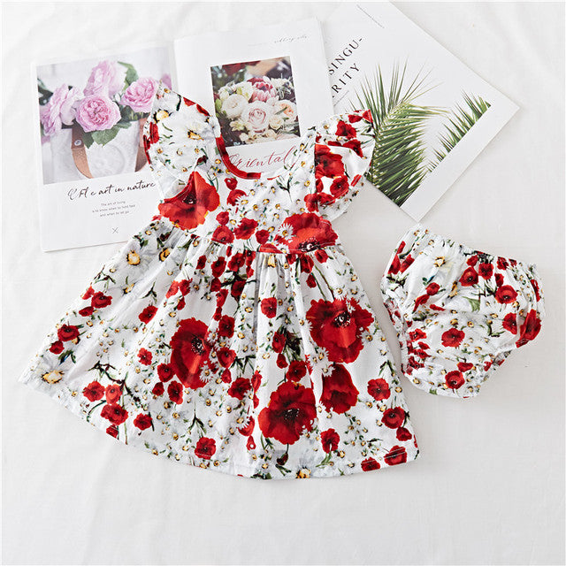 Robe en coton imprimé floral pour bébé fille – Robe à volants charmante