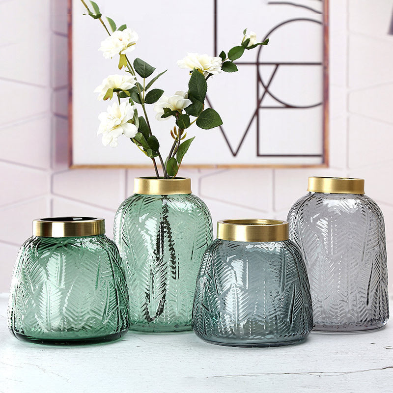 Vase en verre soufflé design géométrique – Style européen élégant